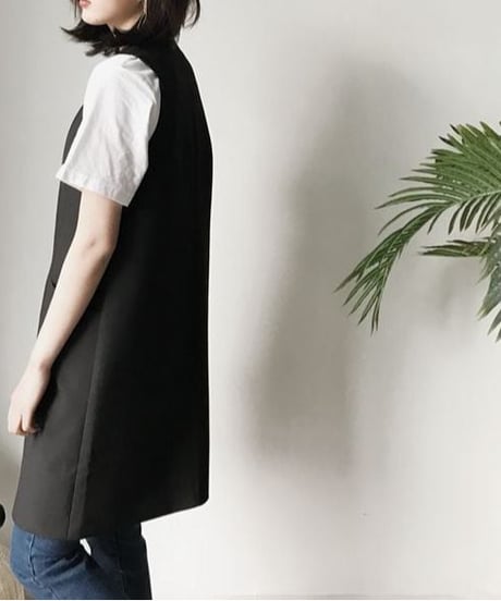 colorless long gilet vest /2color　　IR1599