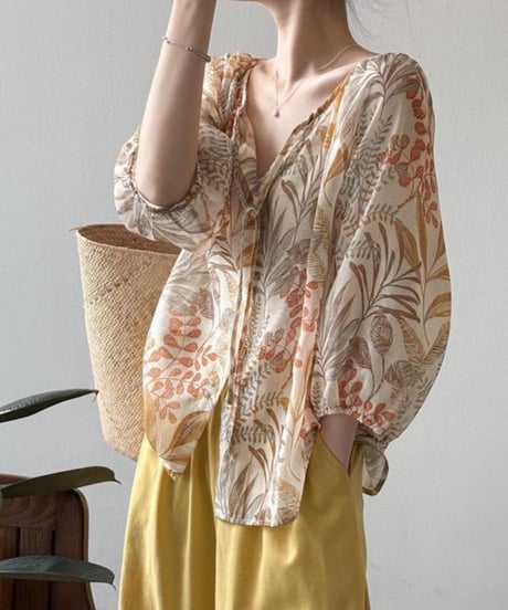 botanical sheer blouse /2color　　IR1672
