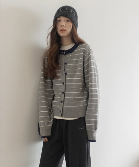 wool blend striped cardigan /3color　IR1569