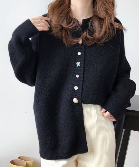 jewel button knit cardigan /4color　IR1565
