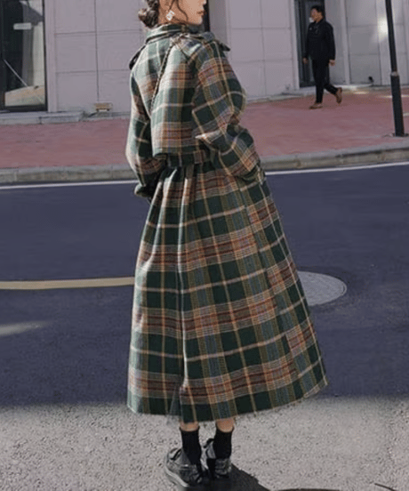 retro check trench coat　　IR1530