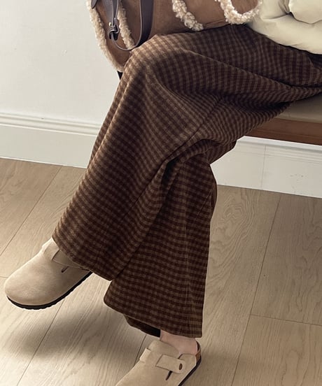retro check tuck wide pants  /2color　IR1558