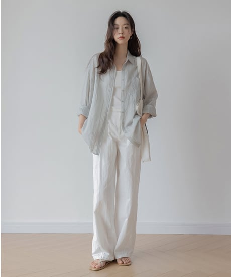 one button back slit 2way shirt　　IR1400