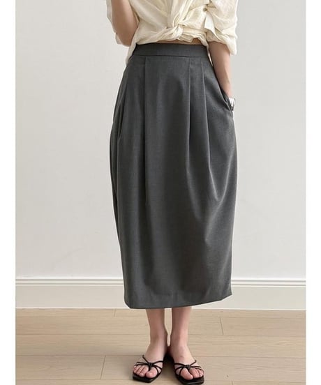 back slit tuck skirt /2color　　IR1630