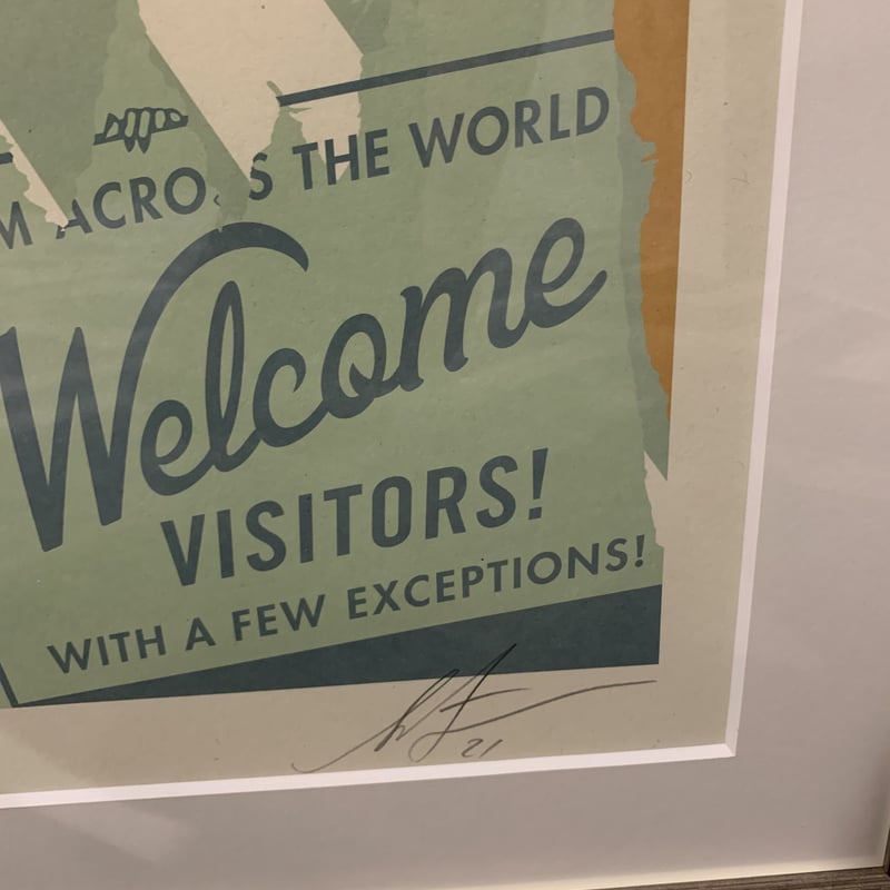 額装済/Target Exceptions 手書サイン入 オベイ/アートポスター