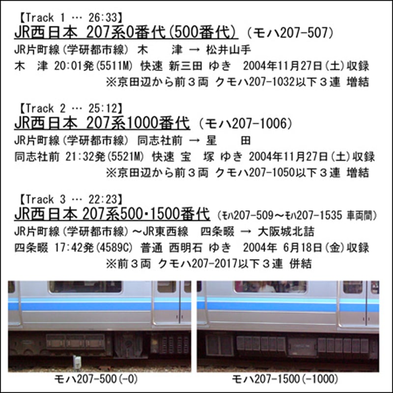 鉄道走行音CD 065 JR西日本 207系0番代・1000番代 | MM'Unit オンライ