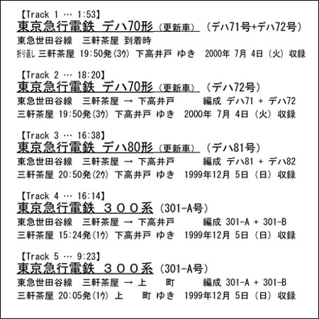 鉄道走行音CD 049　東京急行電鉄 デハ70形（更新車）・デハ80形（更新車）・300系
