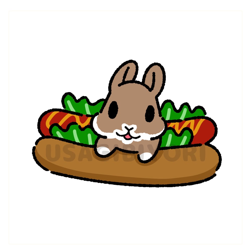 フードシリーズ】うさぎさんステッカーホットドッグ | USAGI BIYORI STORE