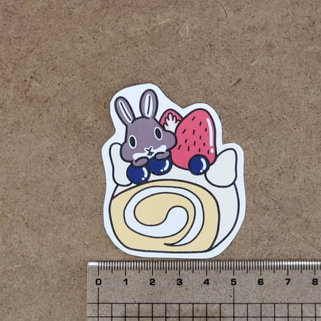 【スイーツシリーズ】うさぎさんステッカー ロールケーキ