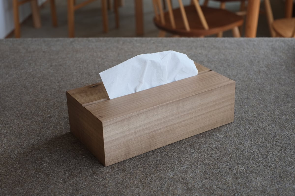 木製ティッシュケース150 for soft pack tissue (村上市山北産ホウノ