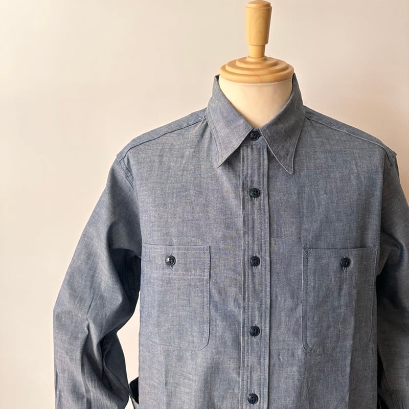 SASSAFRAS ボタン付きポケット ブルーシャツ Lサイズ SASSAFRAS / GARDENING AT NIGHT SHIRT (BLUE) | w