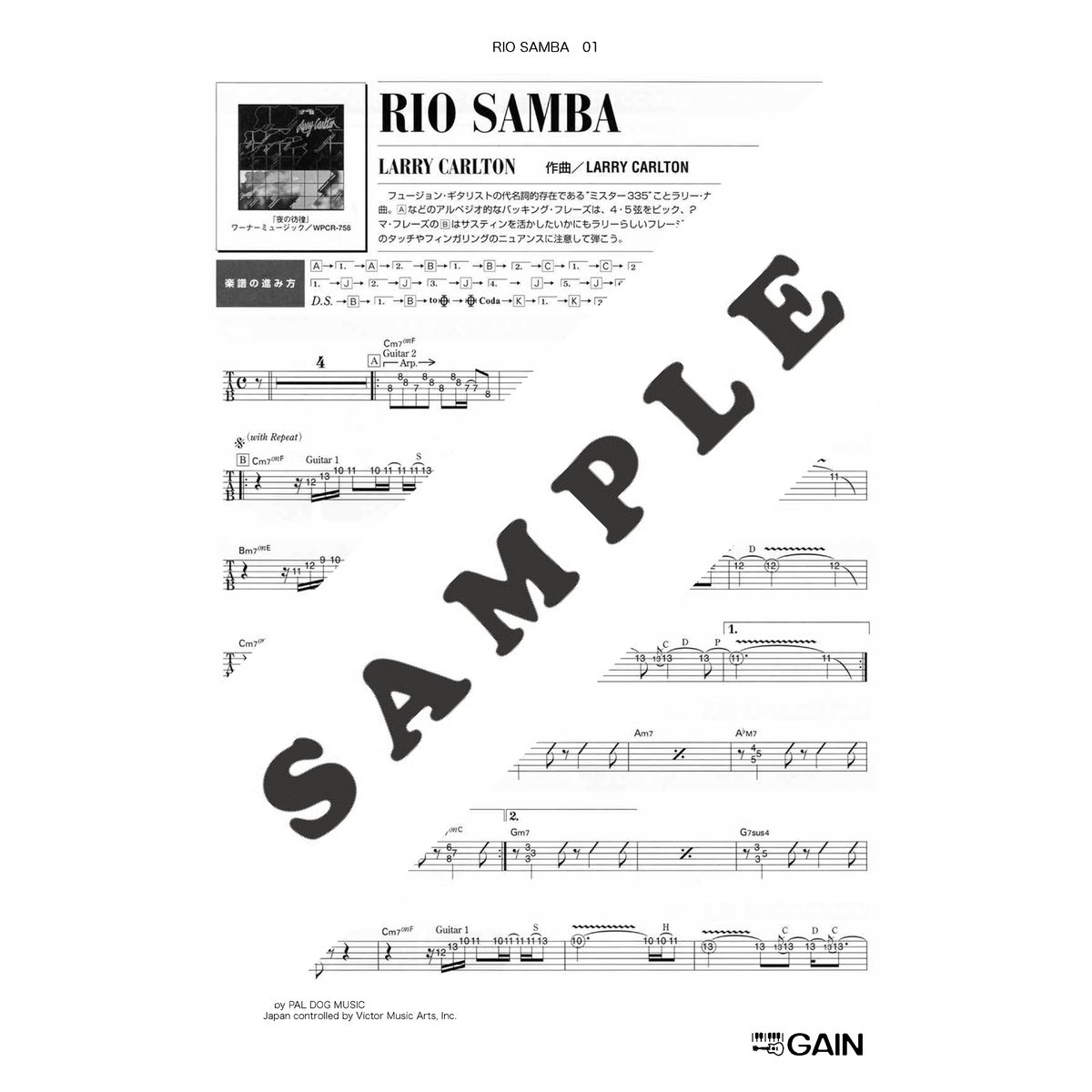 リオ・サンバ／ラリー・カールトン ギター譜 | 楽譜と教材の