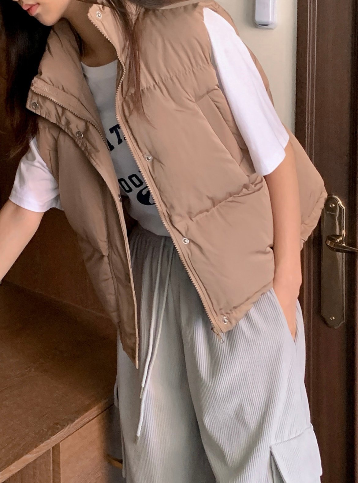 クロップ丈ダウンベスト | moreschön 