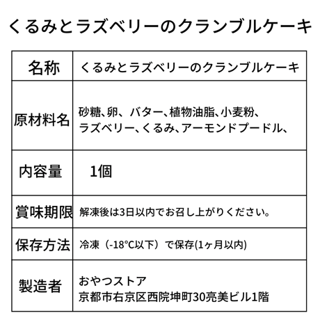 くるみとラズベリーのクランブルケーキ