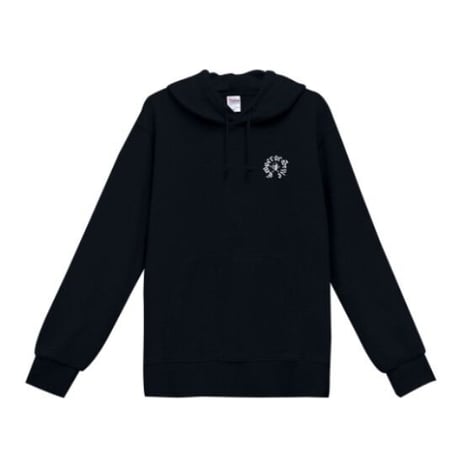 片面ロゴパーカー黒.白