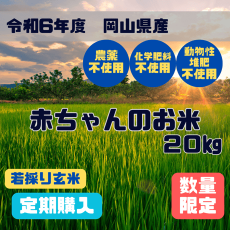希少な岡山県産 農薬不使用　自然栽培・棚田米 令和6年度 玄米 20kg 希少な岡山県産 農薬不使用 自然栽培・棚田米 令和6年度 玄米 20kg