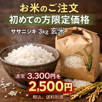 初回限定ササニシキ3kg　玄米