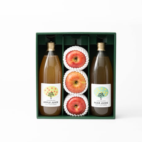 【オリジナル商品の詰め合わせ ギフト】採れたて完熟りんごと100％無添加  梨ジュース・りんごジュースのセット