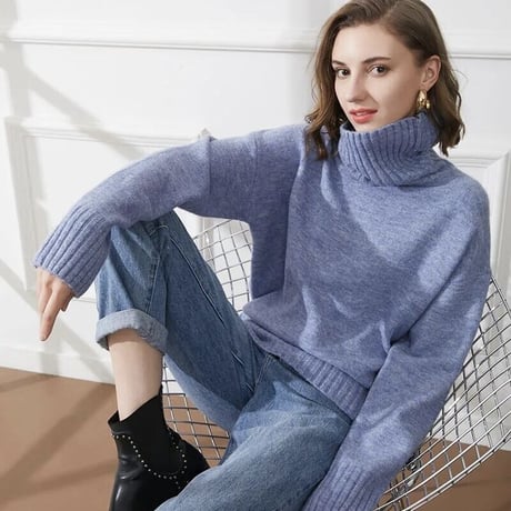 Loose-fitting turtleneck sweater(14colors)