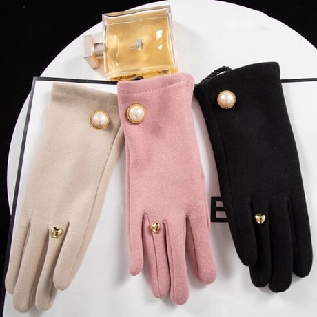 Elegant gloves with pearls.