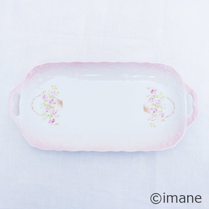 イマン　ローズバスケット　レリーフトレー　陶器プレート　アクセサリートレー イマンローズバスケットレリーフトレー陶器プレートアクセサリー