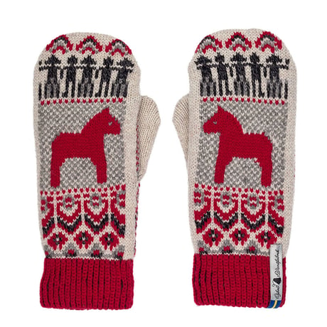 ウール手袋 by オイブロ家の手袋工場／Ojbrovantfabrik/ダーラナ 「レッド」Mサイズ (ユニセックスワンサイズ）