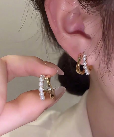 Line Pearlピアス/イヤリング