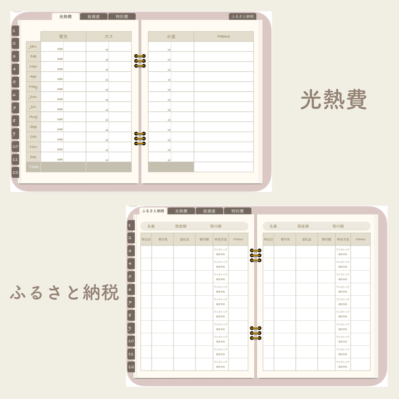 繰り返し使えるデジタル家計簿セット⌇1 ( pink ) | non-house𖠿
