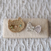 NONNOKO ribbon ブローチセット【silver ribbon】
