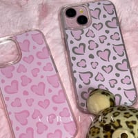 ハートレオパードピンクiPhoneケース