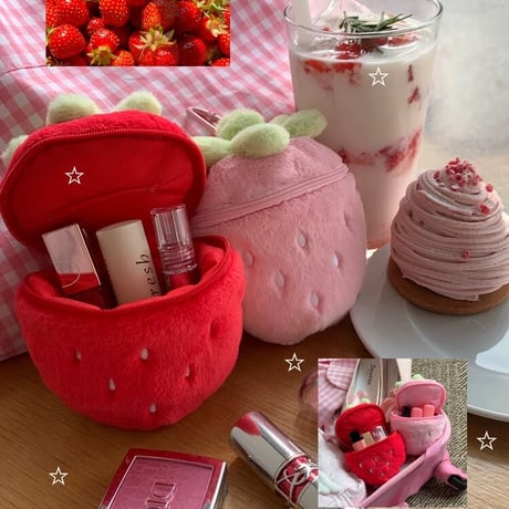 いちご🍓ポーチチャーム/カラビナ付き