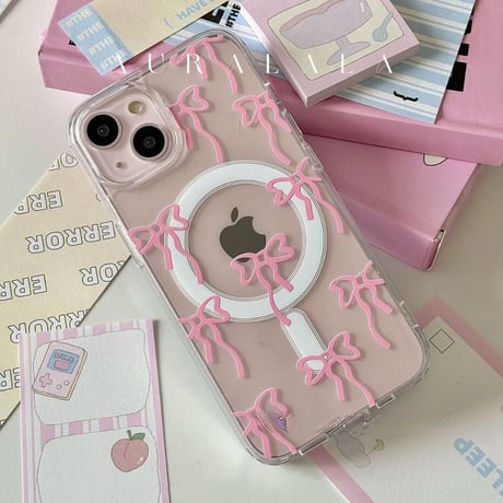 リボン尽くしカードホルダー付きiPhoneケース