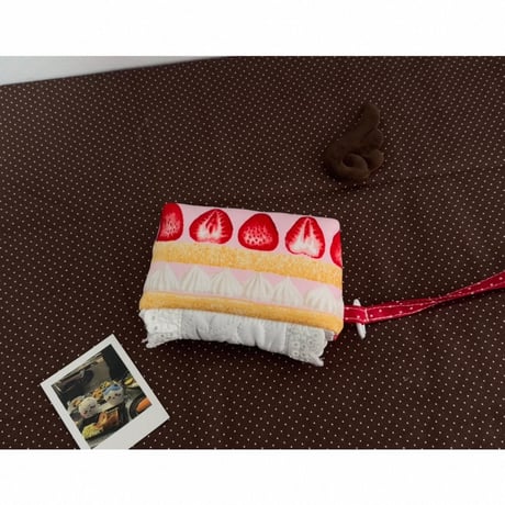5韓国ハンドメイド♡ショートケーキ萌え断レースミニミニポーチ
