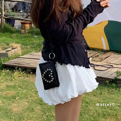 韓国アイドルにも大人気♥キラキラストーンハートフェイクレザーミニバッグ