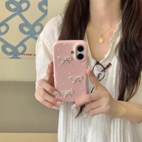 Pearl 3ren ribbon leather iPhoneケース