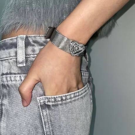 シルバーダブルハートステンブレスレット