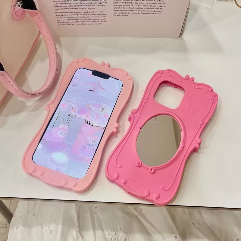 Y2K平成女児💗風ミラー付きメイクアップiPhoneケース | AURALALA