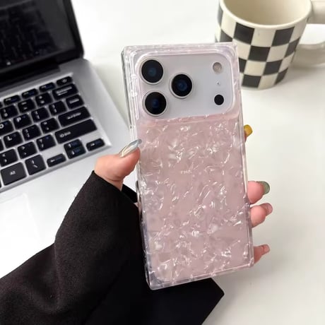【iPhone17対応】カクカクピンクシェルiPhoneケース
