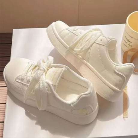 3色展開🌷ワントーンカラーネコスタンプスニーカー