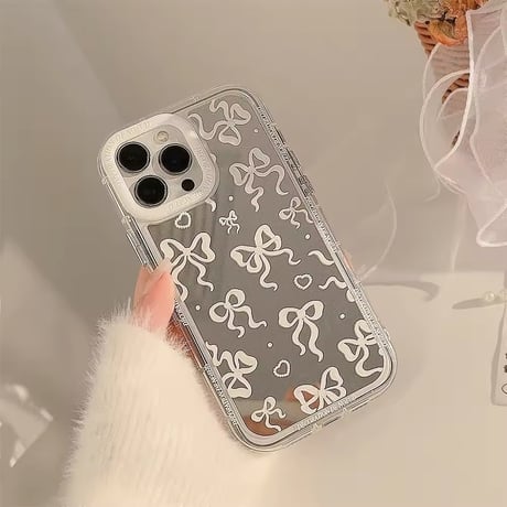 リボンいっぱいミラーiPhoneケース