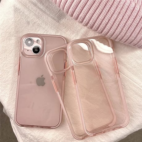 シンプルクリアピンクバンパーiPhoneケース