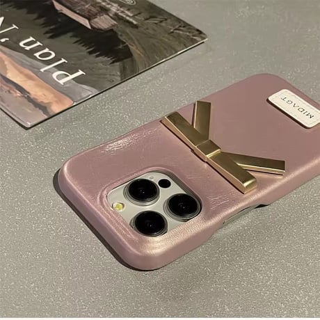 高見え♡3ｄリボン付きレザーiPhoneケース