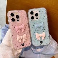ストラップ付バイカラー３DリボンiPhoneケース