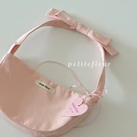 ピンクリボンキャンバス三日月ショルダーバッグ/肩掛けバッグ