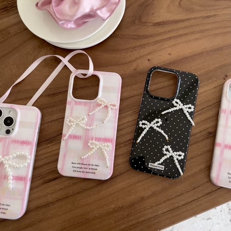 選べる4タイプ♡パールリボンデザインiPhoneケース