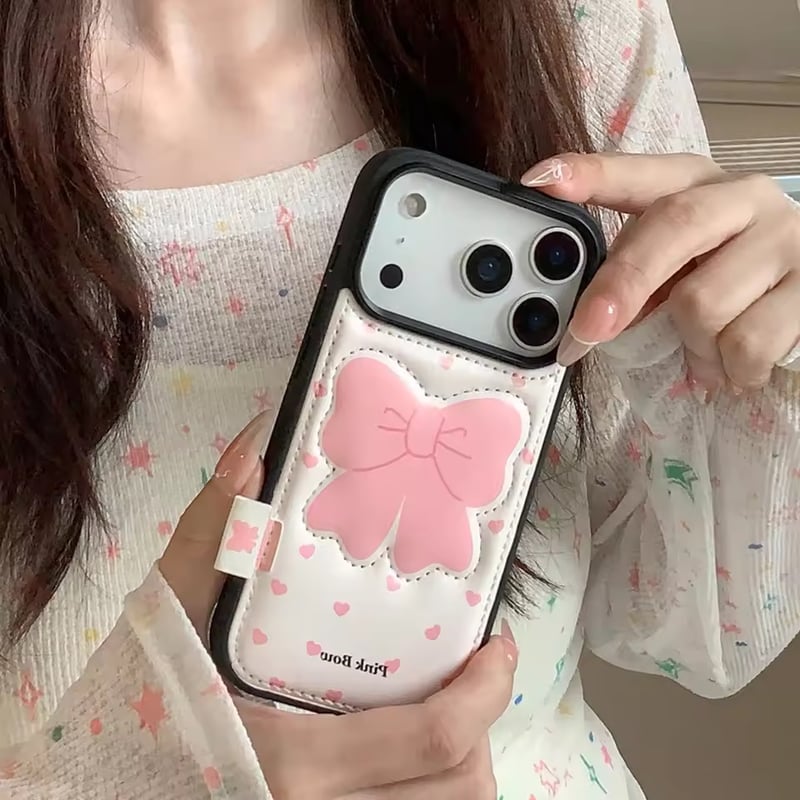 iPhone17対応🎀】ピンクリボンキルティングiPhoneケース | AURALALA |