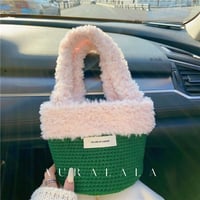 異素材ふわふわ編みミニバッグ