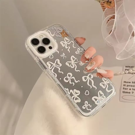 リボンいっぱいミラーiPhoneケース