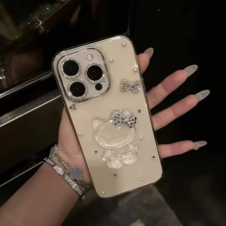 【iPhone17対応】クリアシルエットキラキラiPhoneケース
