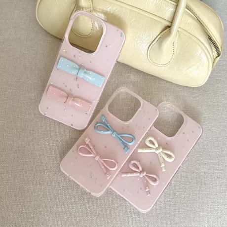 3種のリボン🎀マカロンカラーiPhoneケース